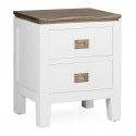 Comodino a 2 cassetti in legno bianco bronzo 45x40x55cm