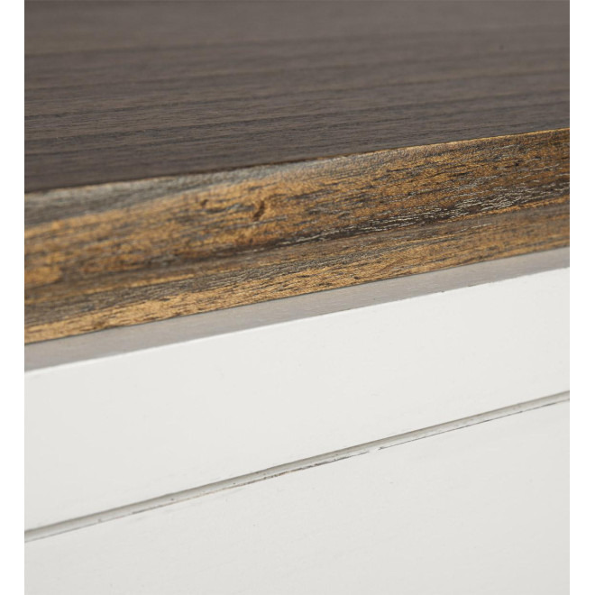 Table De Chevet 2 Tiroirs Bois Bronze Blanc 45x40x55cm