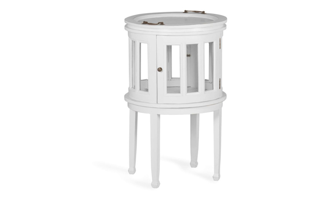 Console Ronde Bois Bronze Blanc 50x50x78cm