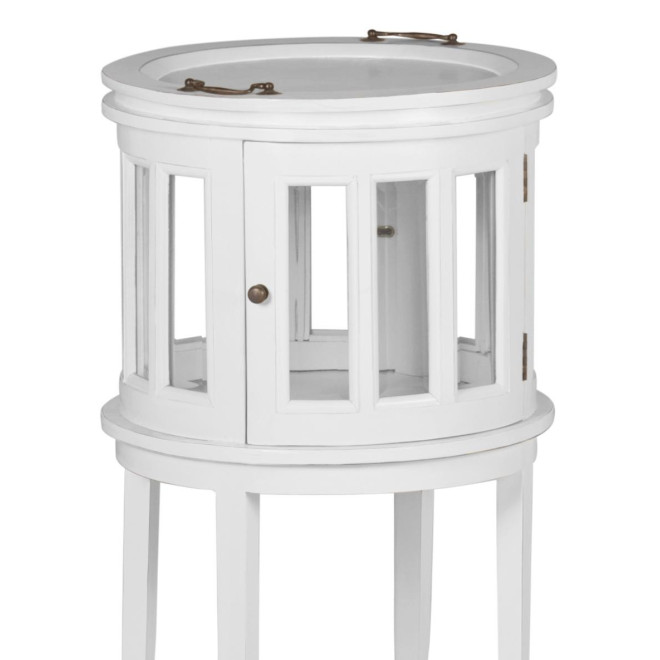 Console Ronde Bois Bronze Blanc 50x50x78cm