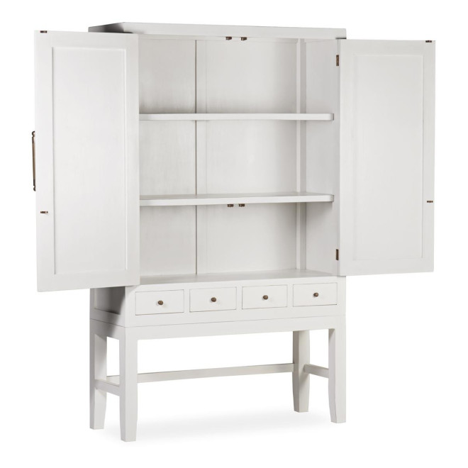 Vaisselier 4 Tiroirs Bois Bronze Blanc 110x40x180cm
