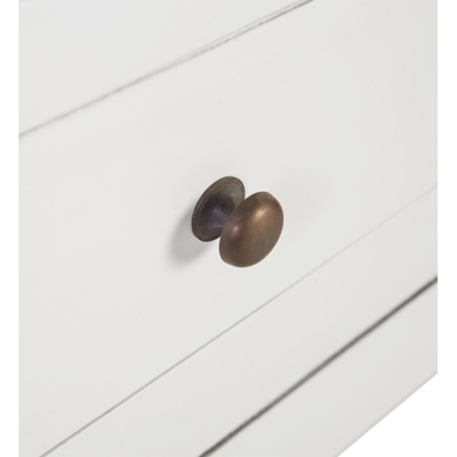 Geschirrschrank mit 4 Schubladen Holz Bronze Weiß 110x40x180cm