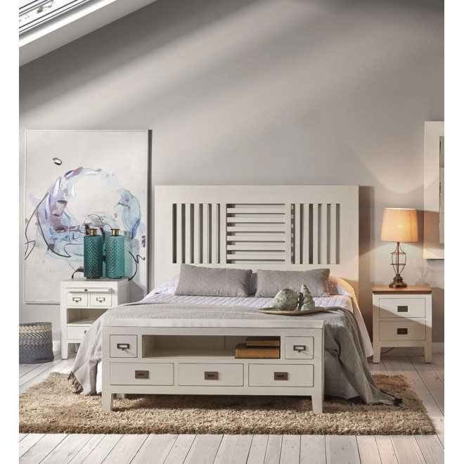 Kopfteil Holz Bett Weiß 165x3x135cm