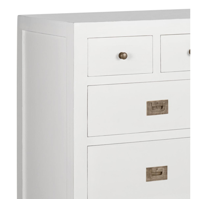Commode 8 Tiroirs Bois Bronze Blanc 110x40x100cm