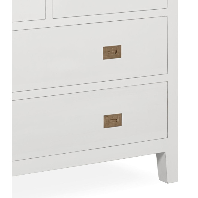 Commode 8 Tiroirs Bois Bronze Blanc 110x40x100cm