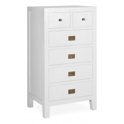 Chiffonnier 6 Schubladen Holz Bronze Weiss 60x45x110cm