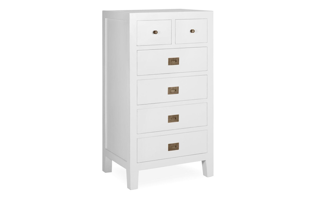 Chiffonnier 6 Tiroirs Bois Bronze Blanc 60x45x110cm