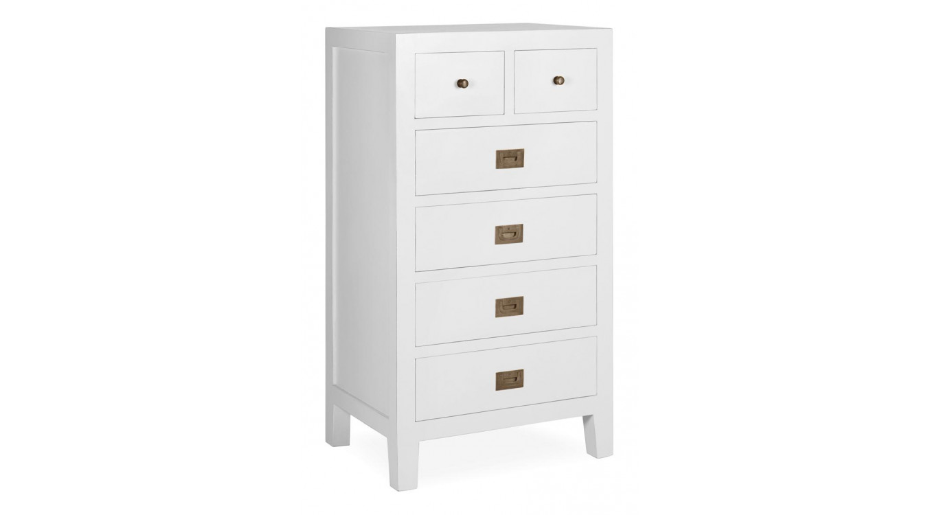 Chiffonnier 6 Schubladen Holz Bronze Weiss 60x45x110cm