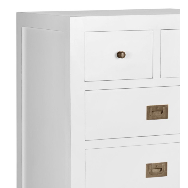 Chiffonnier 6 Schubladen Holz Bronze Weiss 60x45x110cm