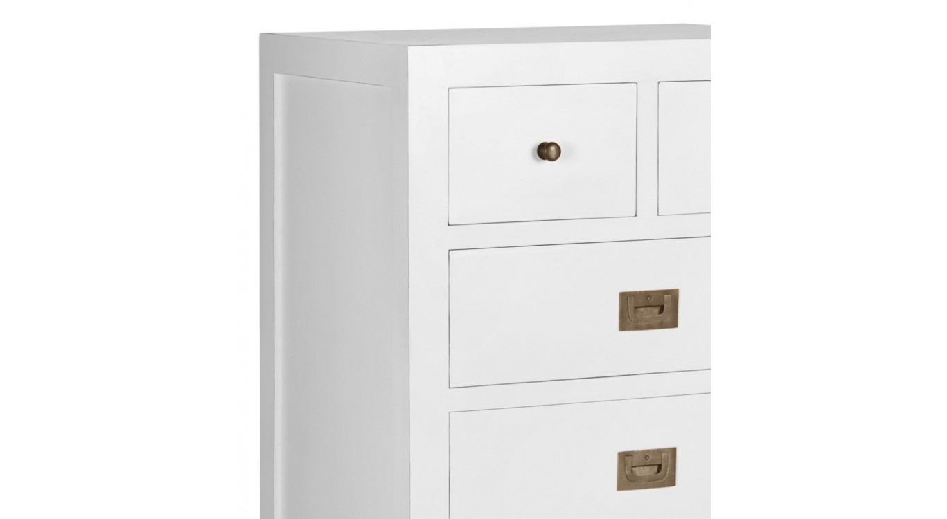 Chiffonnier 6 Schubladen Holz Bronze Weiss 60x45x110cm