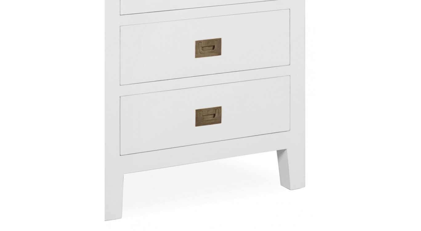 Chiffonnier 6 Schubladen Holz Bronze Weiss 60x45x110cm