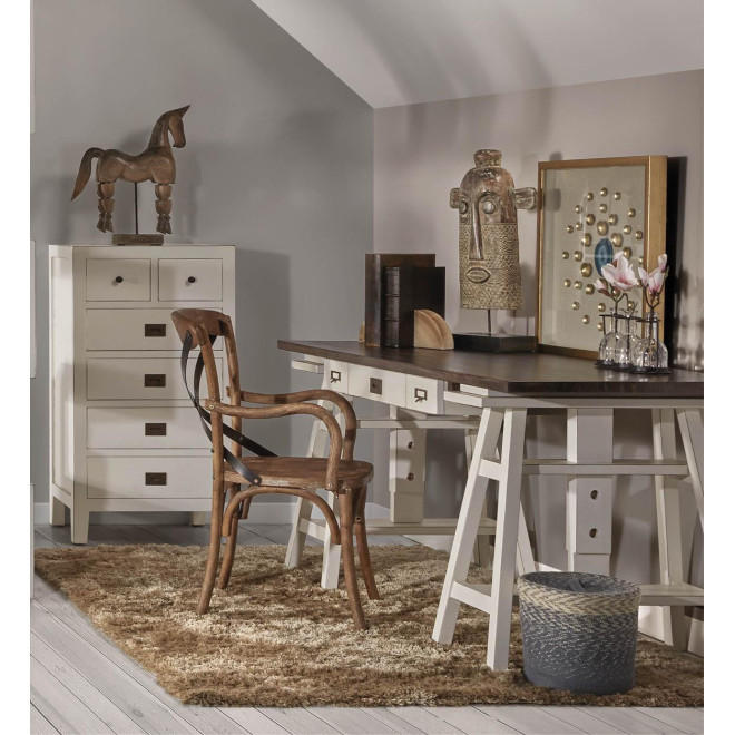 Chiffonnier 6 Schubladen Holz Bronze Weiss 60x45x110cm