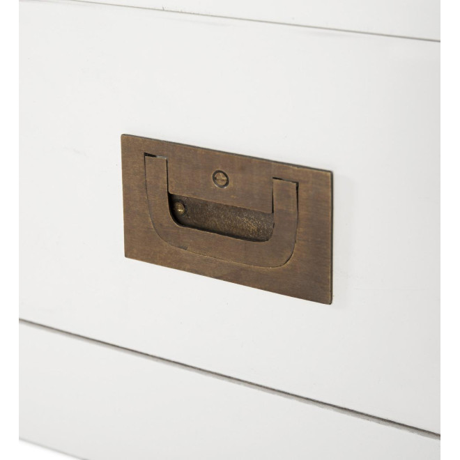 Meuble TV 3 Tiroirs Bois Bronze Blanc 125x40x50cm