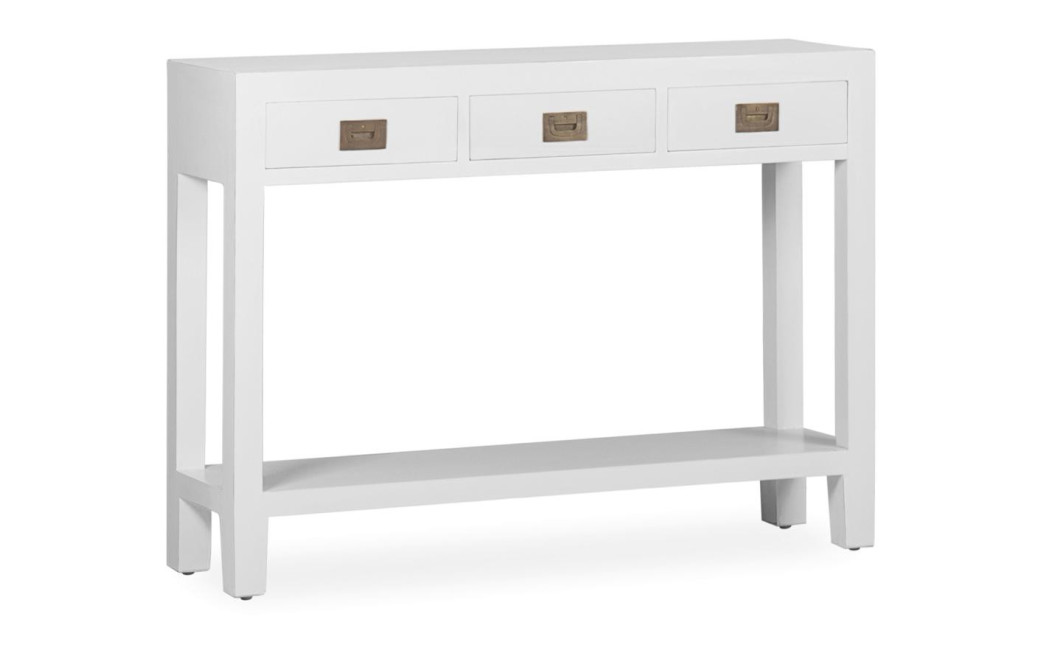 Console 3 Tiroirs Bois Bronze Blanc 110x30x80cm