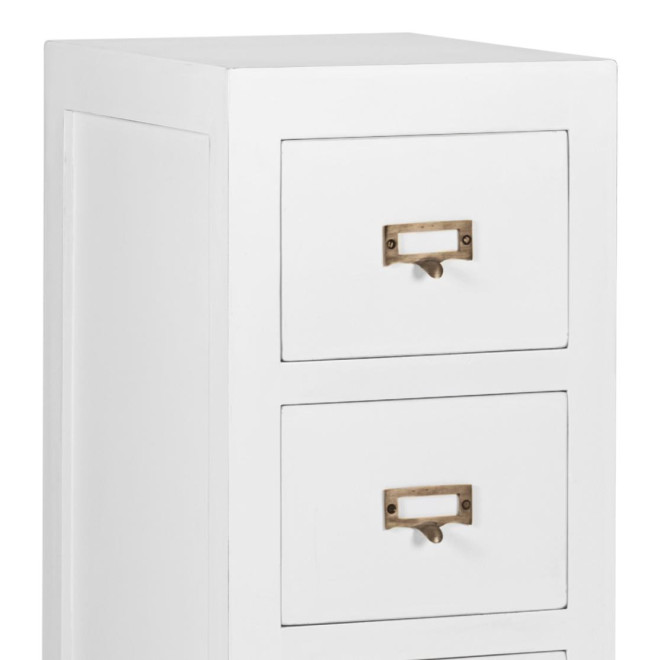Table De Chevet 3 Tiroirs Bois Bronze Blanc 30x36x72cm
