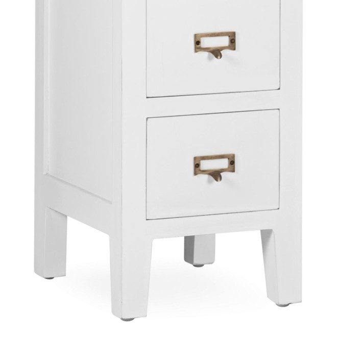 Table De Chevet 3 Tiroirs Bois Bronze Blanc 30x36x72cm