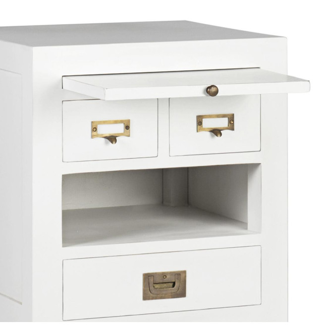 Table De Chevet 3 Tiroirs Bois Bronze Blanc 45x40x60cm
