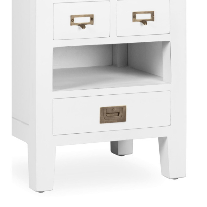 Table De Chevet 3 Tiroirs Bois Bronze Blanc 45x40x60cm