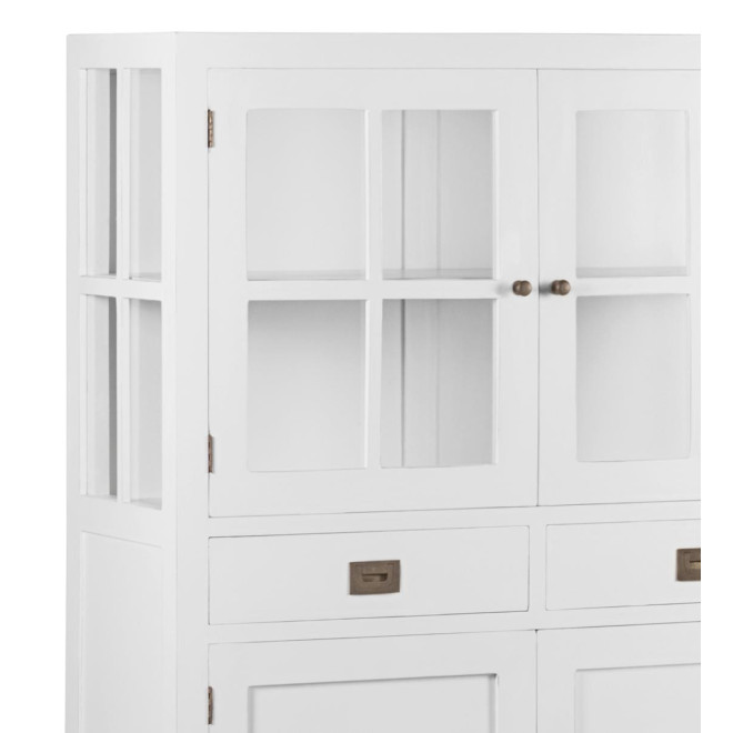 Vaisselier 2 TIiroirs Bois Bronze Blanc 110x40x145cm
