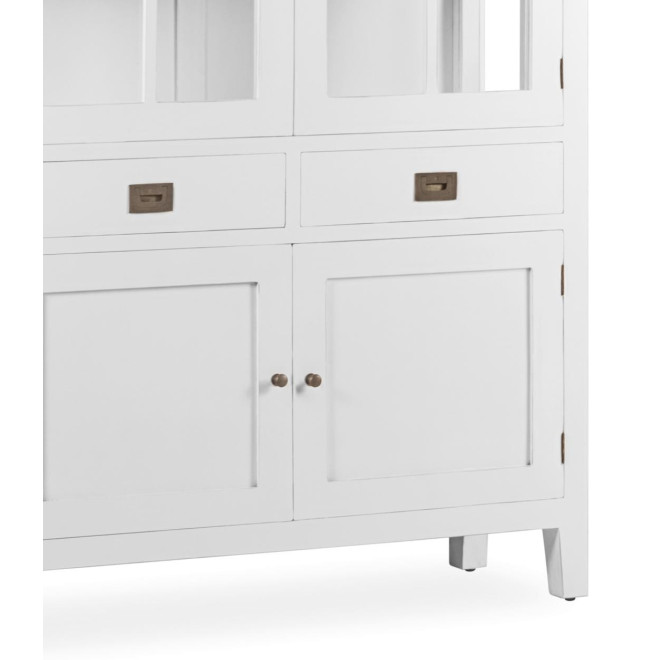 Vaisselier 2 TIiroirs Bois Bronze Blanc 110x40x145cm