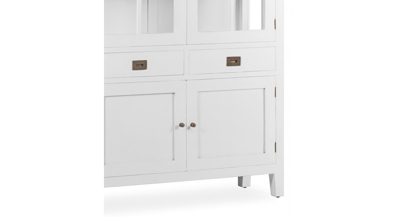 Vaisselier 2 TIiroirs Bois Bronze Blanc 110x40x145cm