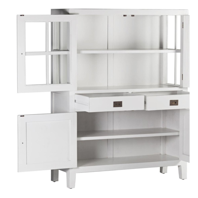Vaisselier 2 TIiroirs Bois Bronze Blanc 110x40x145cm