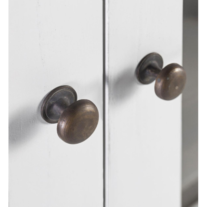 Vaisselier 2 TIiroirs Bois Bronze Blanc 110x40x145cm
