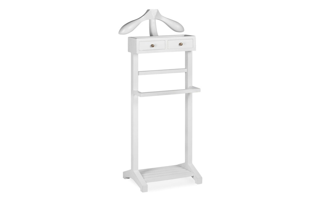 Valet De Chambre 2 Tiroirs Bois Bronze Blanc 45x35x120cm