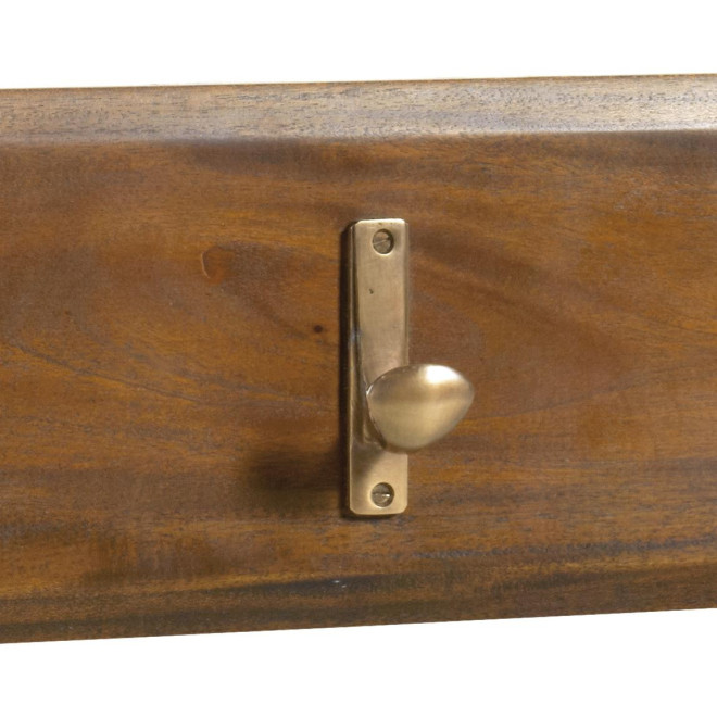 Patère Portemanteau 4 Accroches Bois Bronze Marron 80x10x15cm