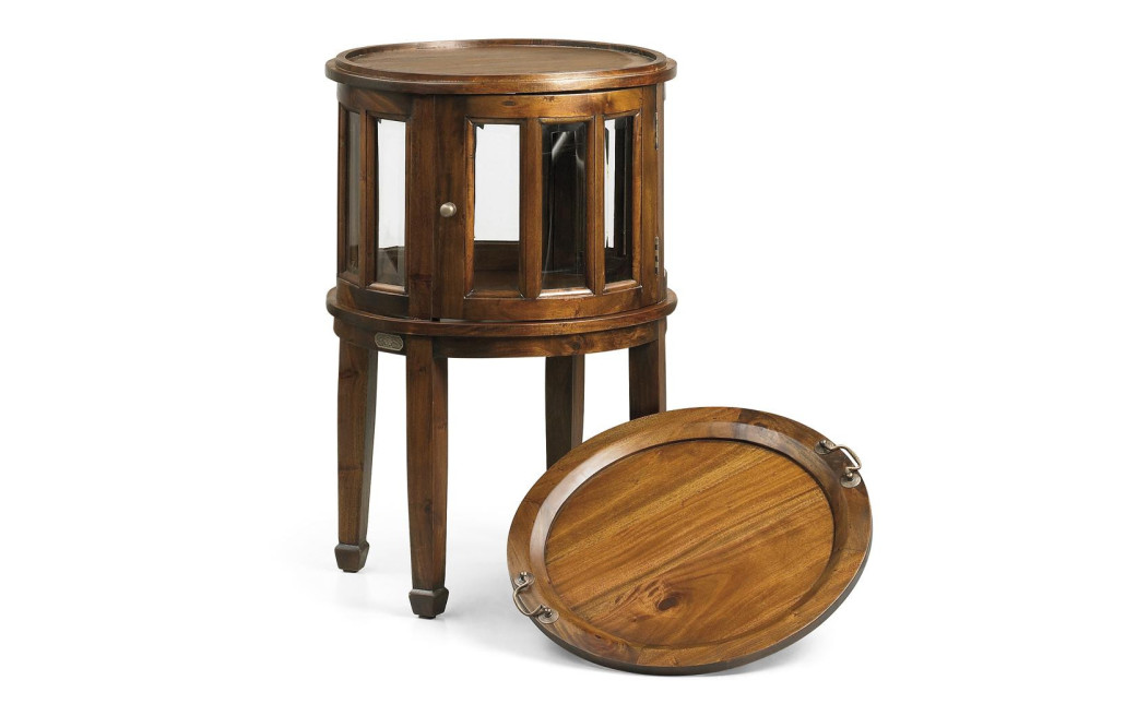 Console Ronde Bois Bronze Marron 50x50x78cm