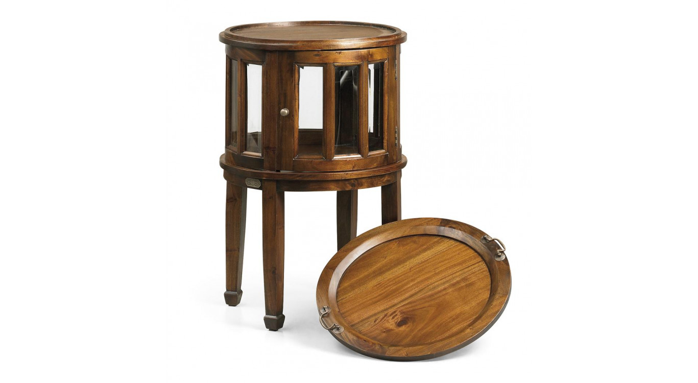 Console Ronde Bois Bronze Marron 50x50x78cm
