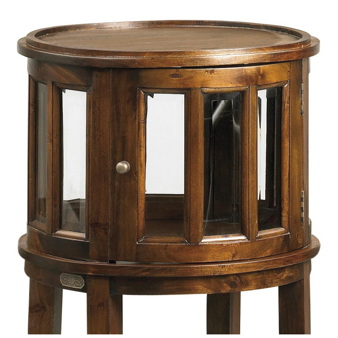 Console Ronde Bois Bronze Marron 50x50x78cm