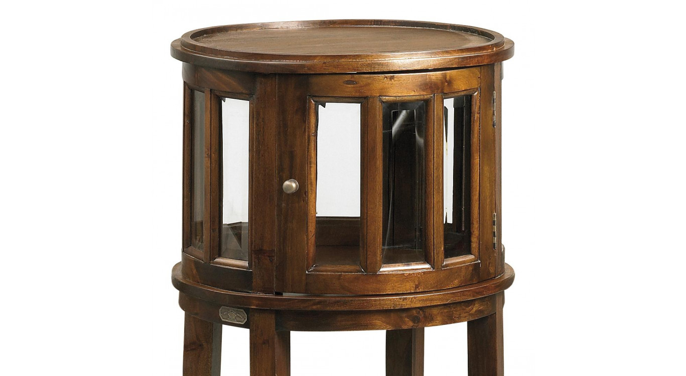 Console Ronde Bois Bronze Marron 50x50x78cm