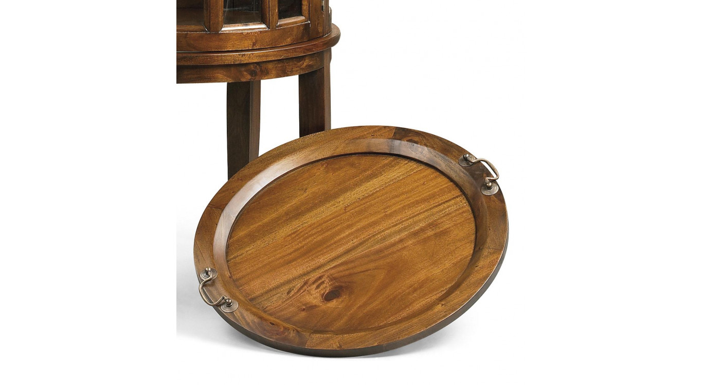 Console Ronde Bois Bronze Marron 50x50x78cm