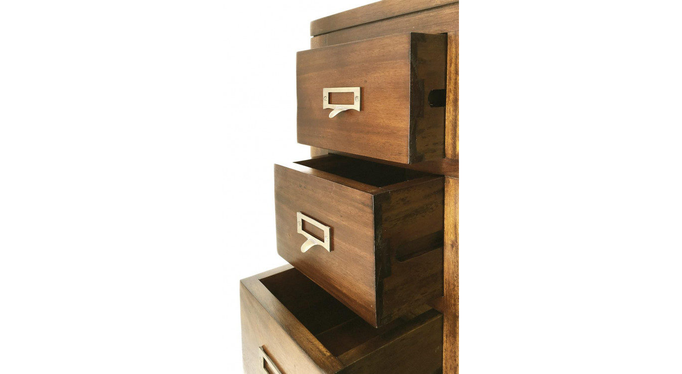 Buffet 6 Tiroirs Bois Bronze Marron 100x27x80cm