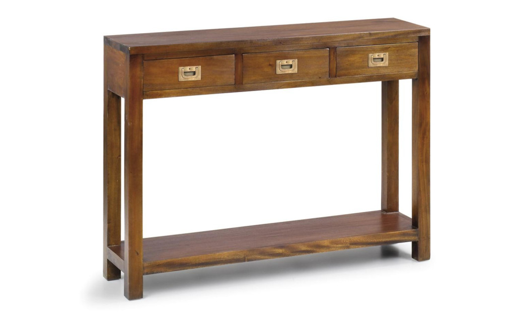 Console 3 Tiroirs Bois Bronze Marron 110x30x80cm
