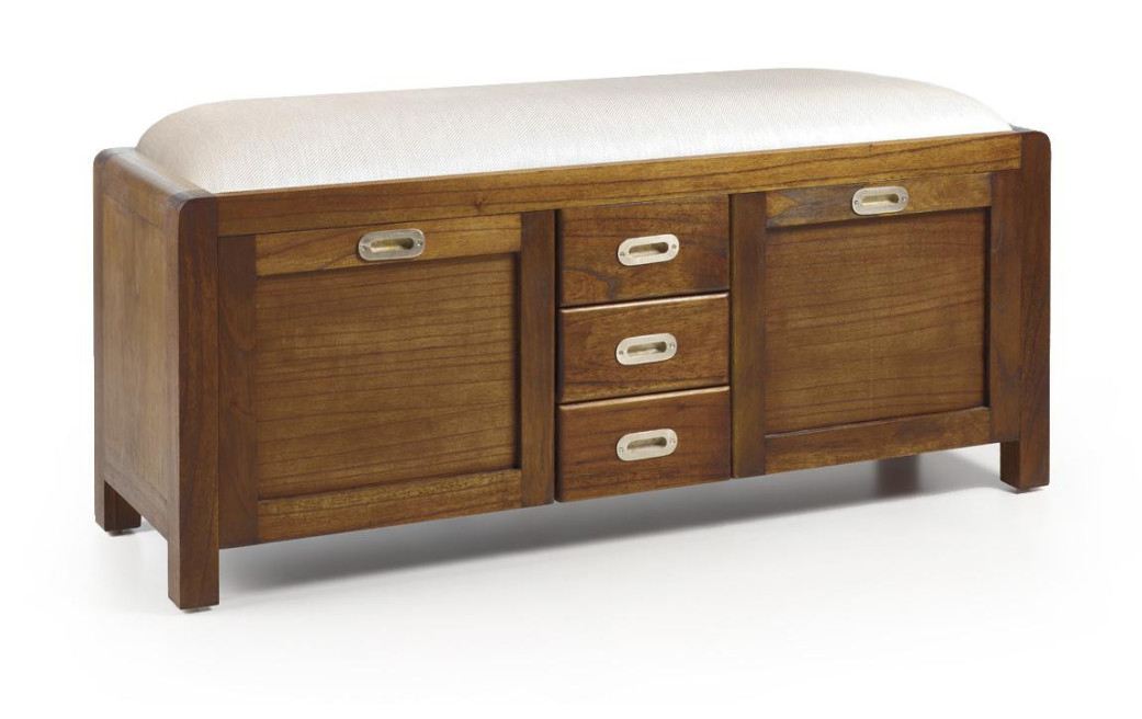 Divan 3 Tiroirs Bois Bronze Marron 125x38x50cm