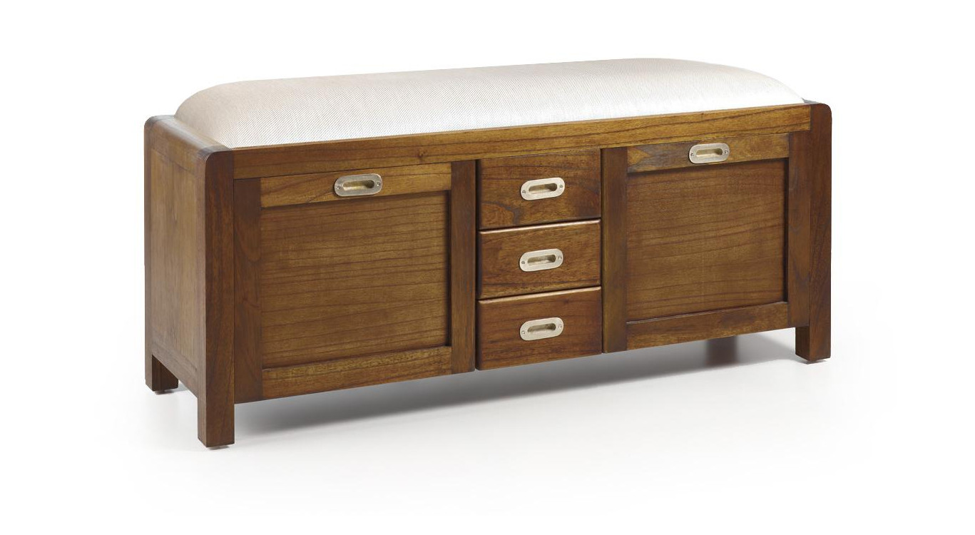 Divan 3 Tiroirs Bois Bronze Marron 125x38x50cm