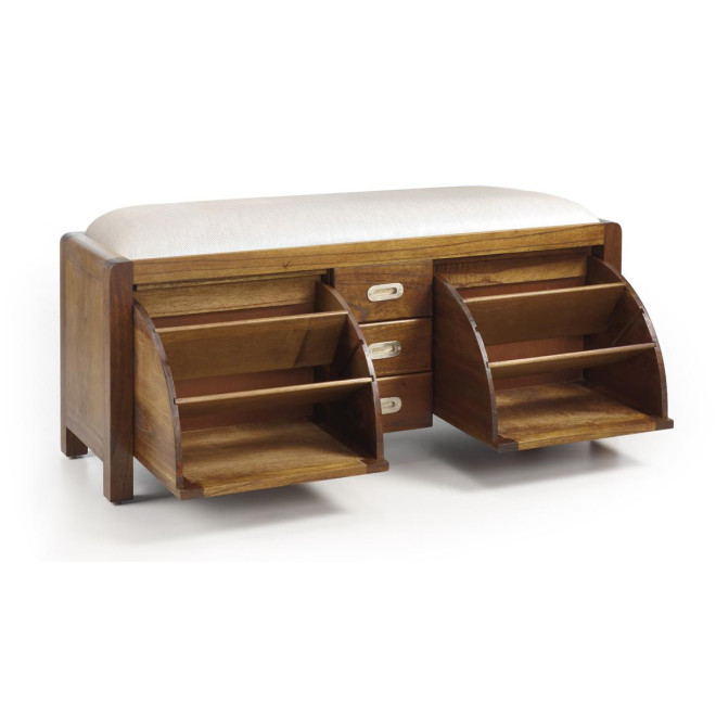 Divan 3 Tiroirs Bois Bronze Marron 125x38x50cm