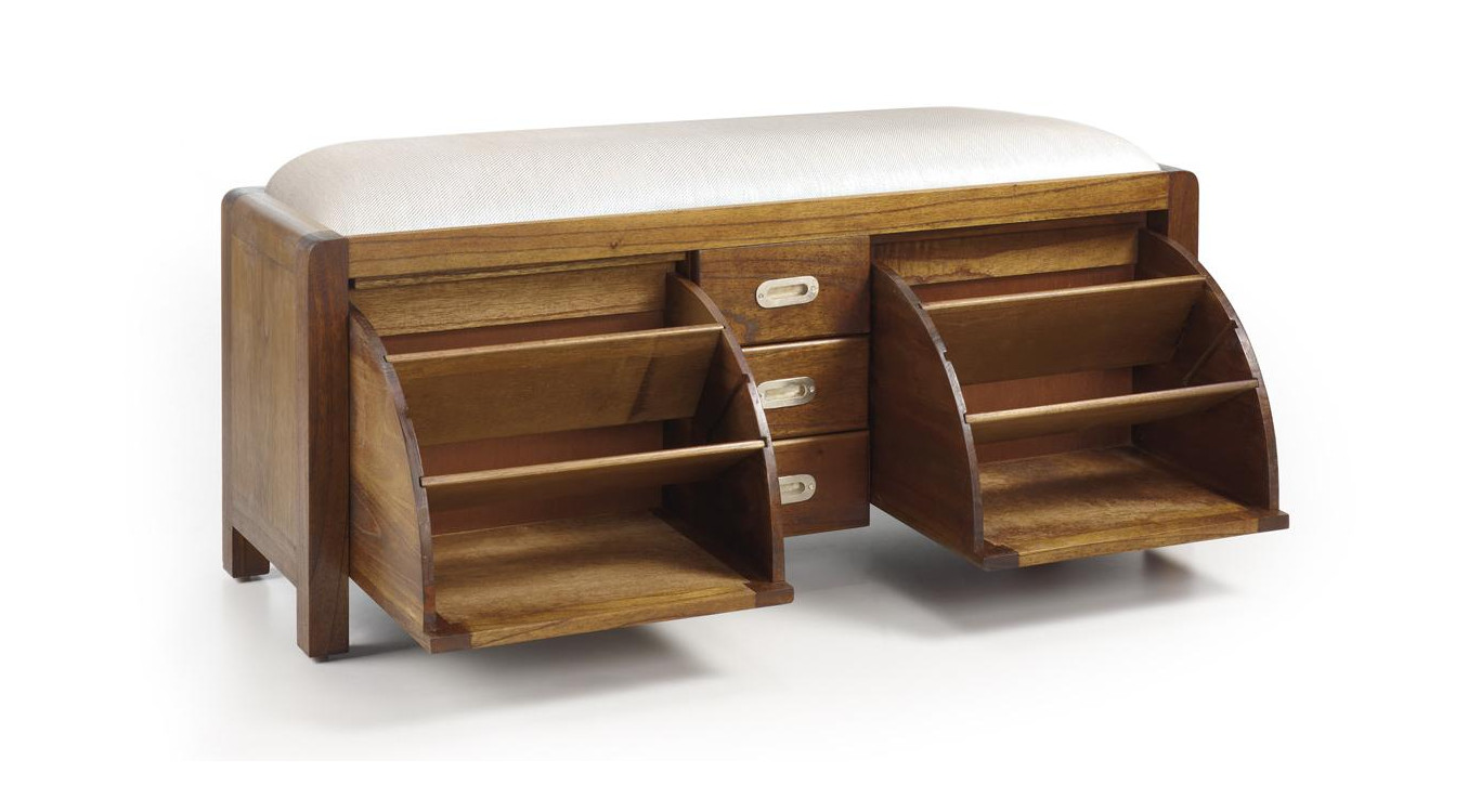 Divan 3 Tiroirs Bois Bronze Marron 125x38x50cm