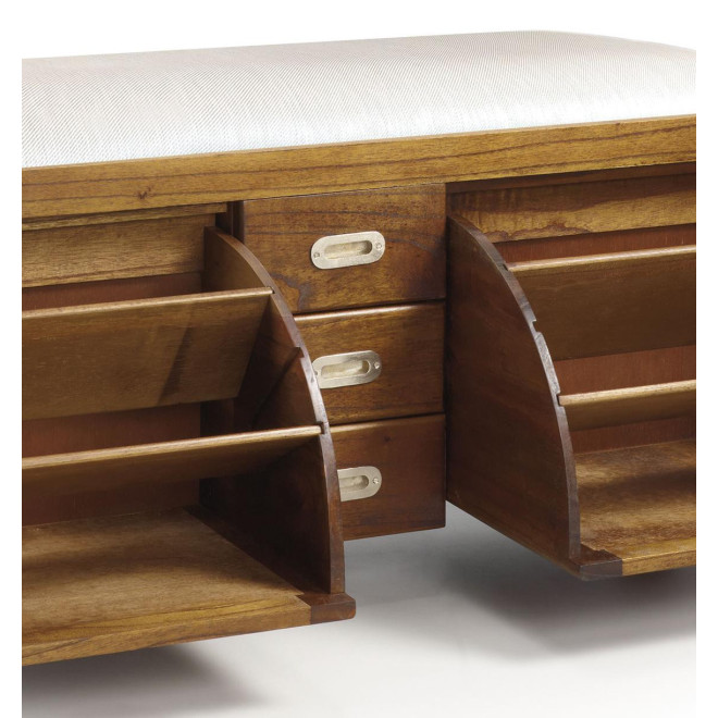 Divan 3 Tiroirs Bois Bronze Marron 125x38x50cm