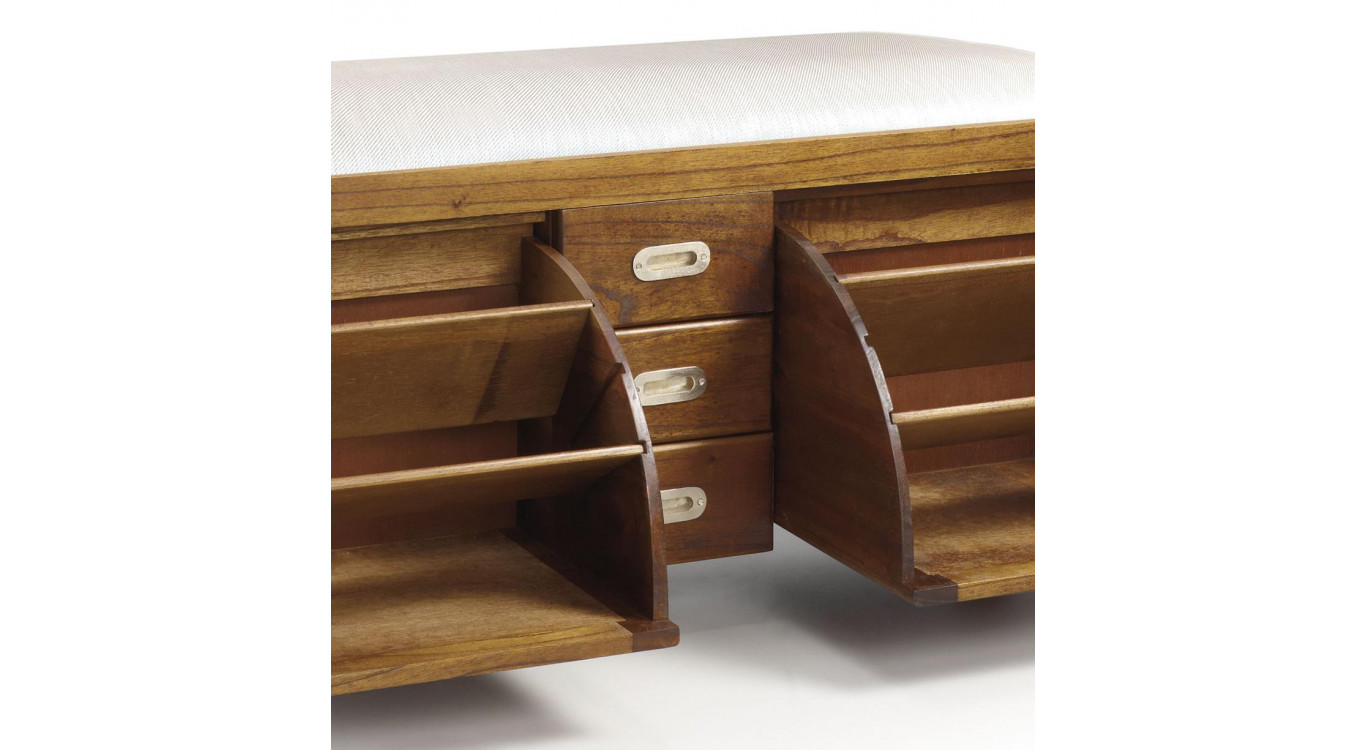 Divan 3 Tiroirs Bois Bronze Marron 125x38x50cm