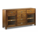 7 Drawer Wooden Sideboard Bronze Brown 160x40x85cm