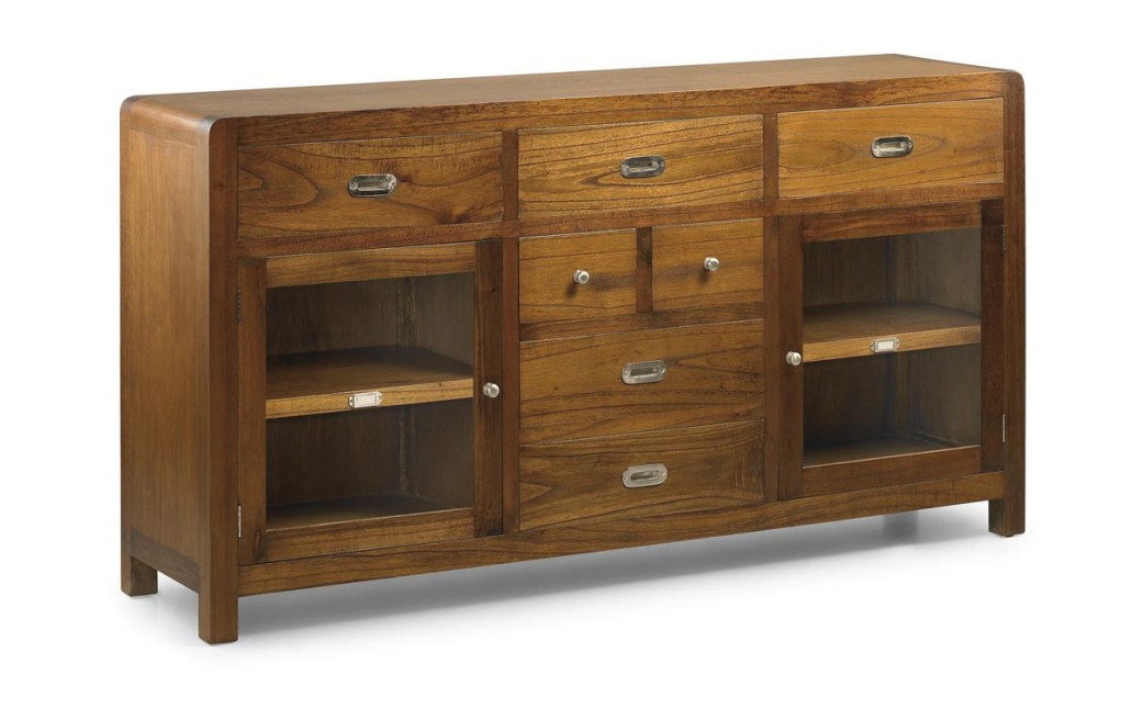 Truhe 7 Schubladen Holz Bronze Braun 160x40x85cm