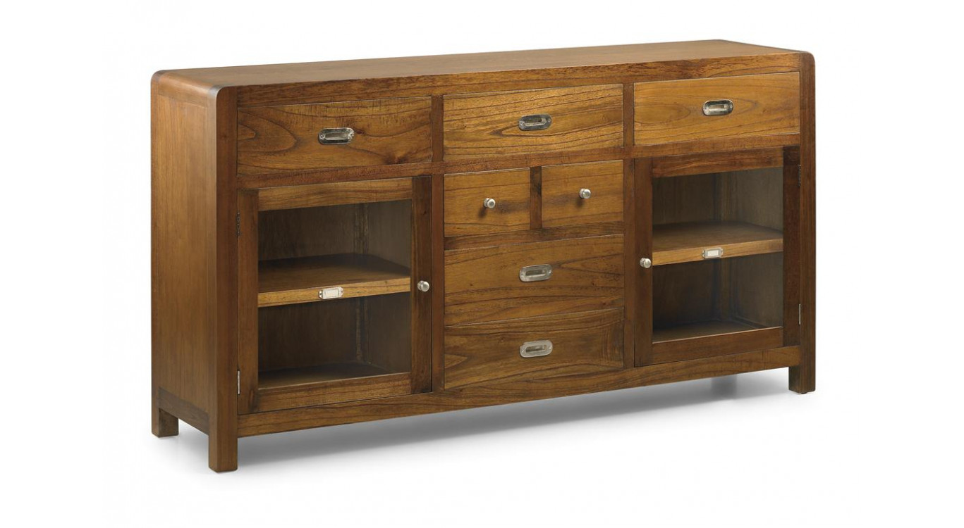 Truhe 7 Schubladen Holz Bronze Braun 160x40x85cm