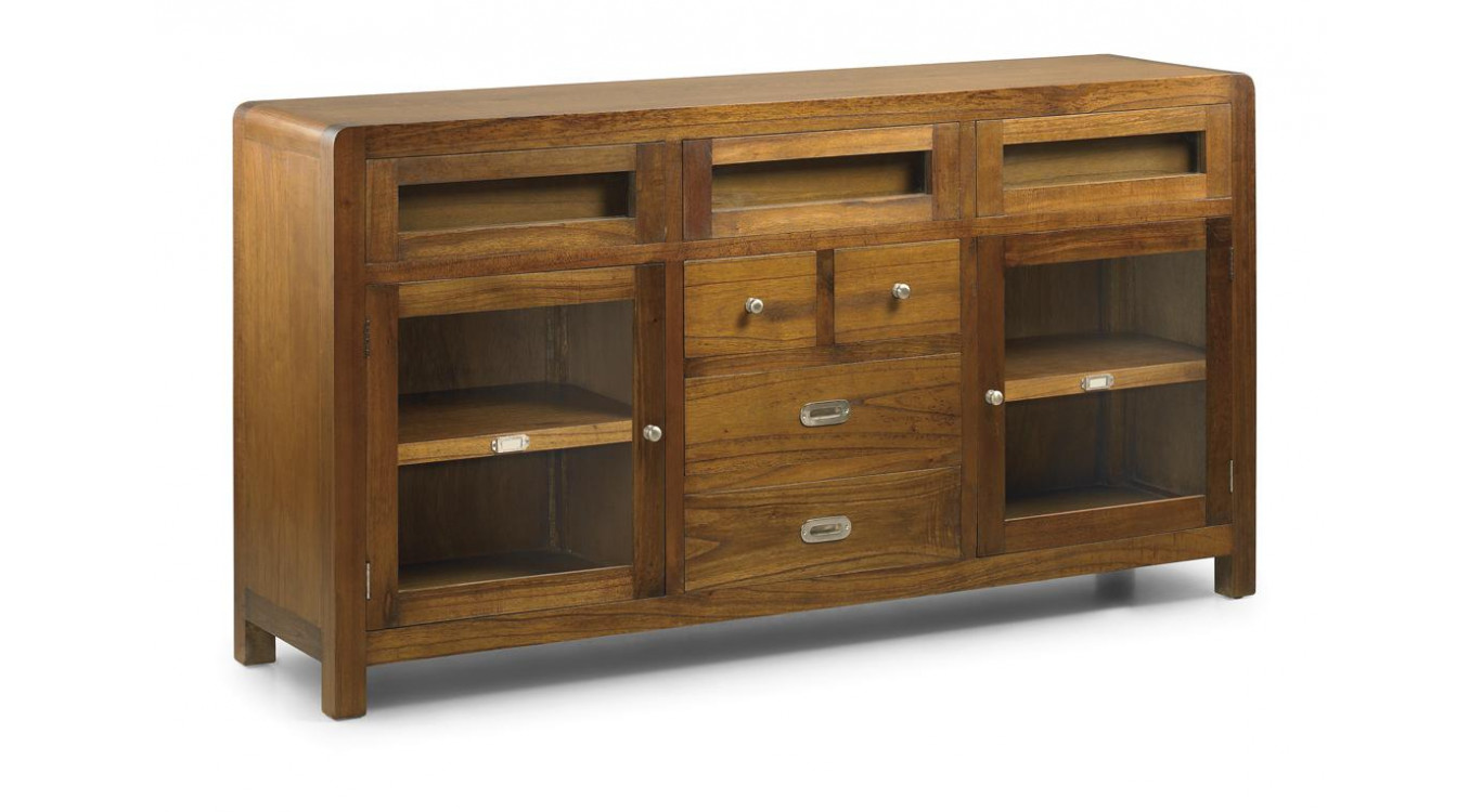 Truhe 7 Schubladen Holz Bronze Braun 160x40x85cm