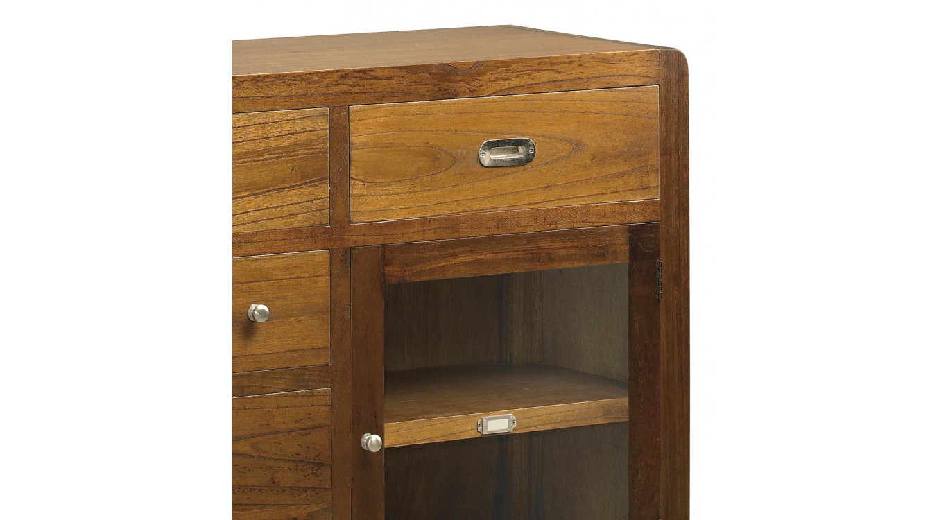 Truhe 7 Schubladen Holz Bronze Braun 160x40x85cm