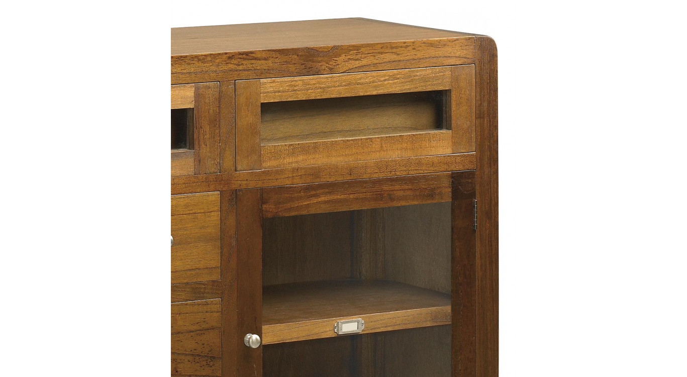 Truhe 7 Schubladen Holz Bronze Braun 160x40x85cm