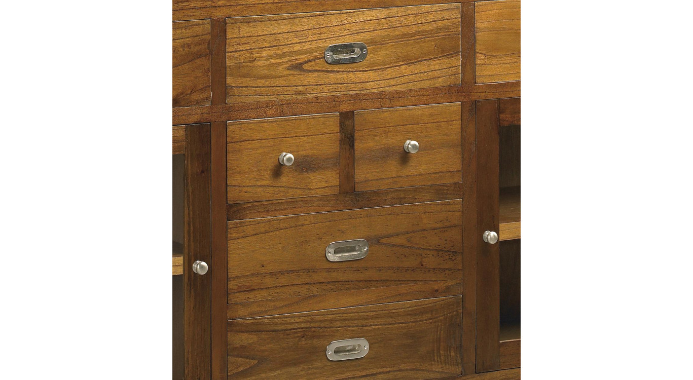 Truhe 7 Schubladen Holz Bronze Braun 160x40x85cm