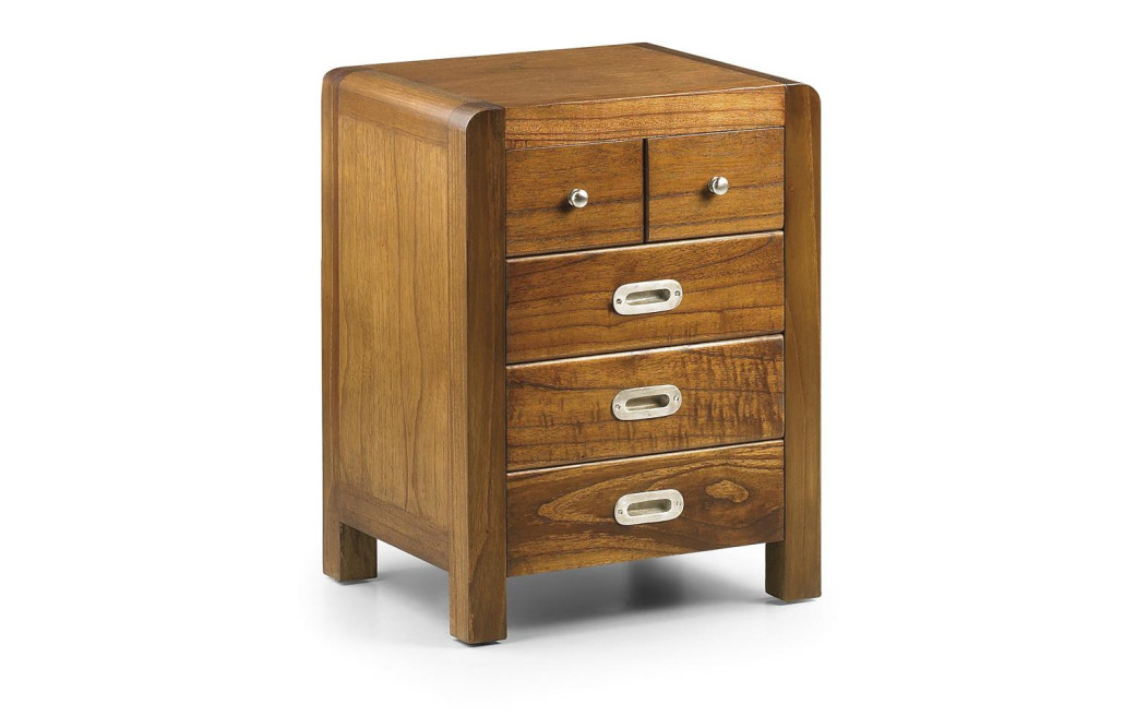 Table De Chevet 5 Tiroirs Bois Bronze Marron 45x40x60cm